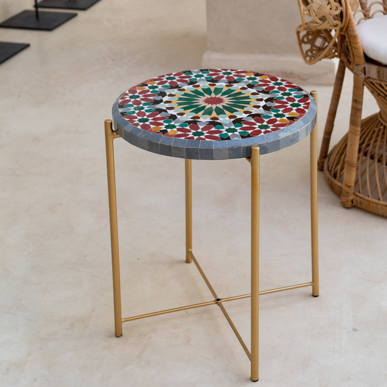 Authentic Moroccan Handmade Zellige Tile Coffee Table : Fès