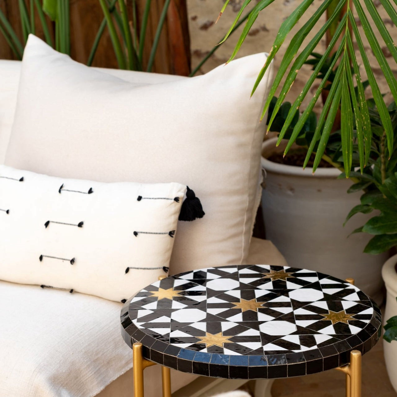 Authentic Moroccan Handmade Zellige Tile Coffee Table: Riad