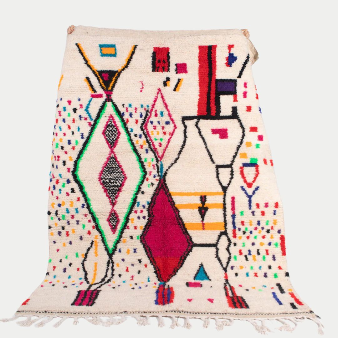 Aytma - Handmade Moroccan Berber Boujaad Rug - 72"W x 96"H - 100 % handcrafted moroccan wool