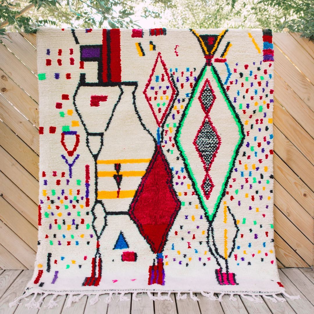 Aytma - Handmade Moroccan Berber Boujaad Rug - 72"W x 96"H - 100 % handcrafted moroccan wool