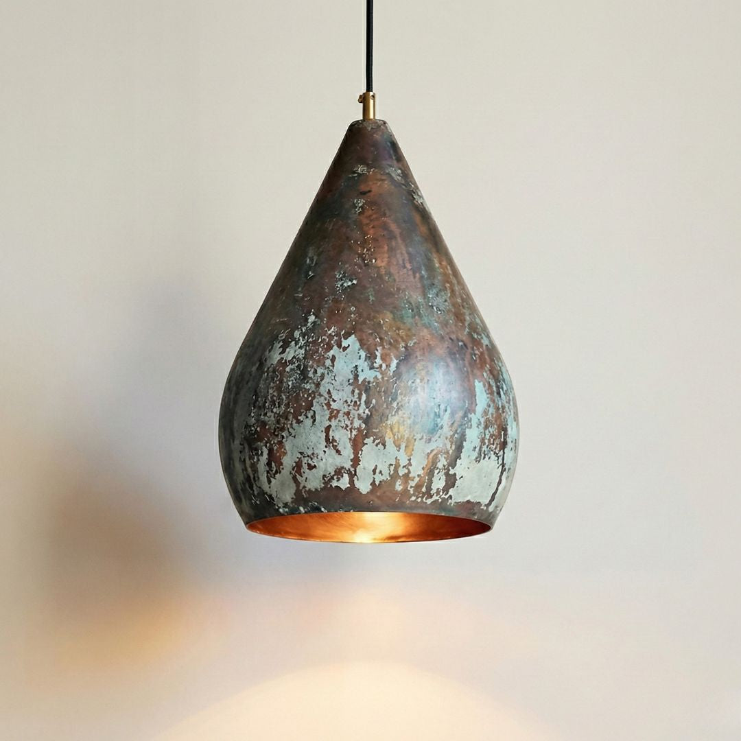 Handmade Patina Moroccan Pendant Light | Brass & patina Copper Dome