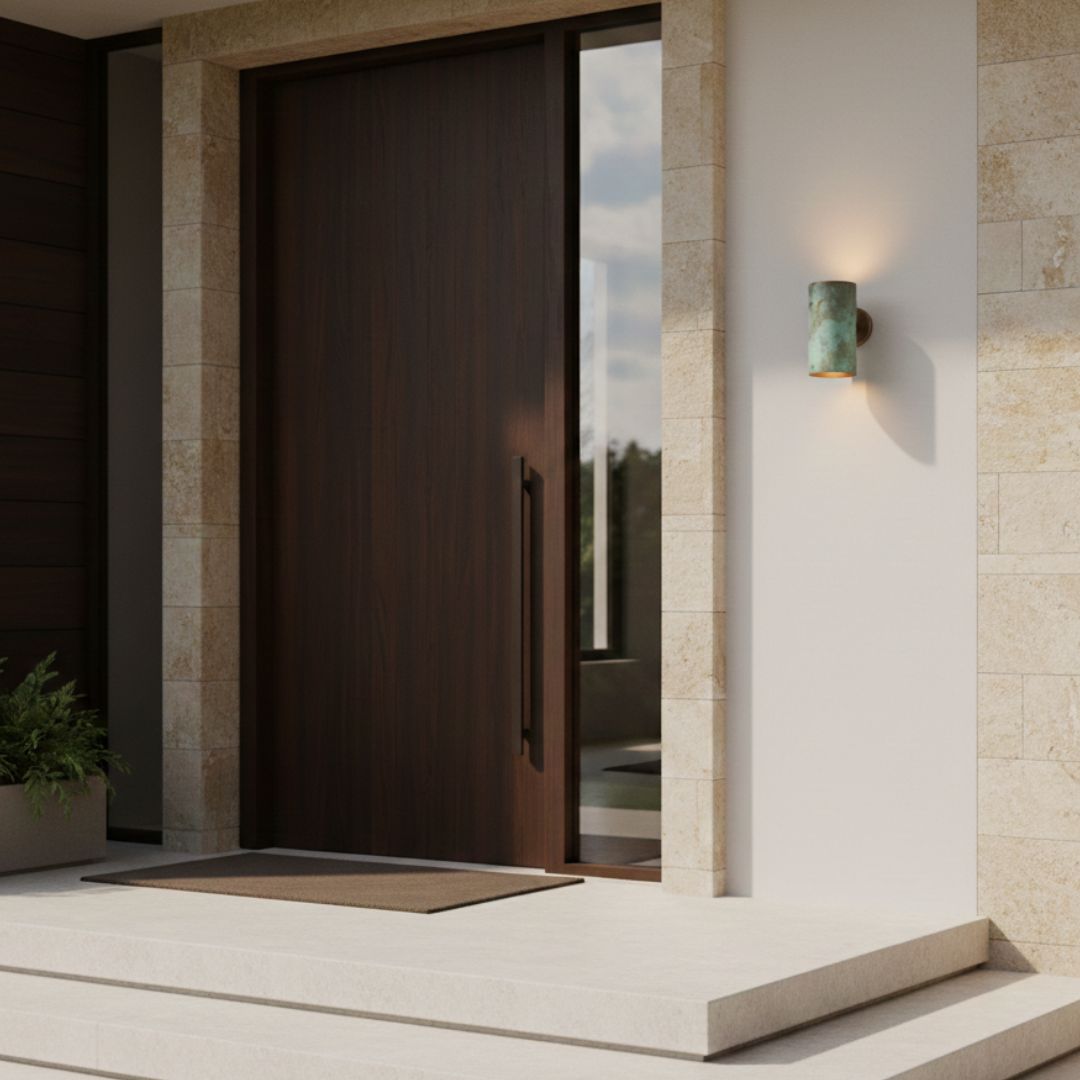 Eliana : Green Patina Cylindrical Wall Sconce