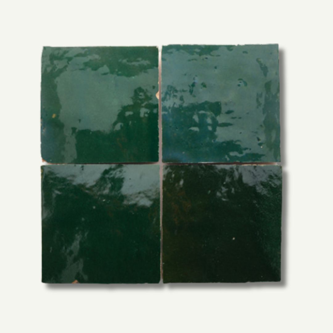 Handmade Moroccan Cactus Zellige Tiles – 4x4 & 2x2 Square | Riad-Inspired Backsplash