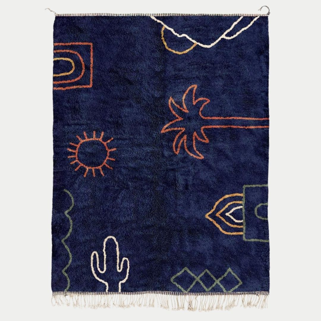 Ithri - Handmade Moroccan Berber beni mrirt Rug - 6x9 ft | 180x270 cm - 100% Moroccan wool