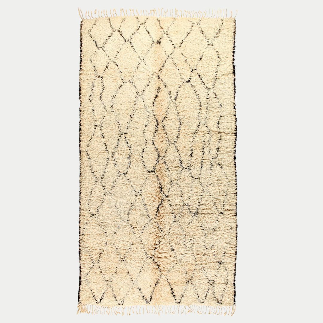 Massina - Handmade Moroccan Berber Beni Ourain : 1.5x2.5 ft | 45x75 cm Moroccan Wool