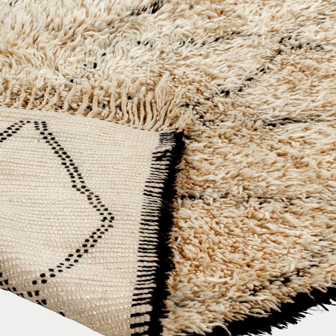 Massina - Handmade Moroccan Berber Beni Ourain : 1.5x2.5 ft | 45x75 cm Moroccan Wool