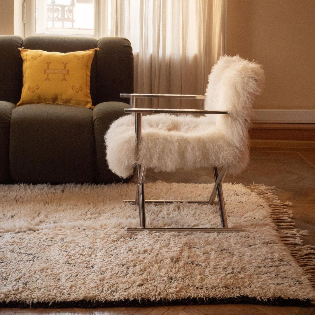 Massina - Handmade Moroccan Berber Beni Ourain : 1.5x2.5 ft | 45x75 cm Moroccan Wool