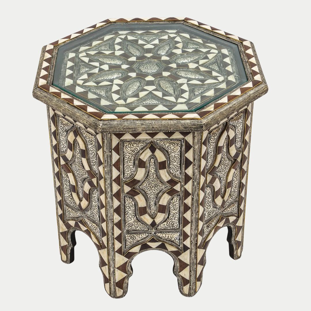 Moroccan Authentic Handmade Bone Inlay Table : GHAZAL