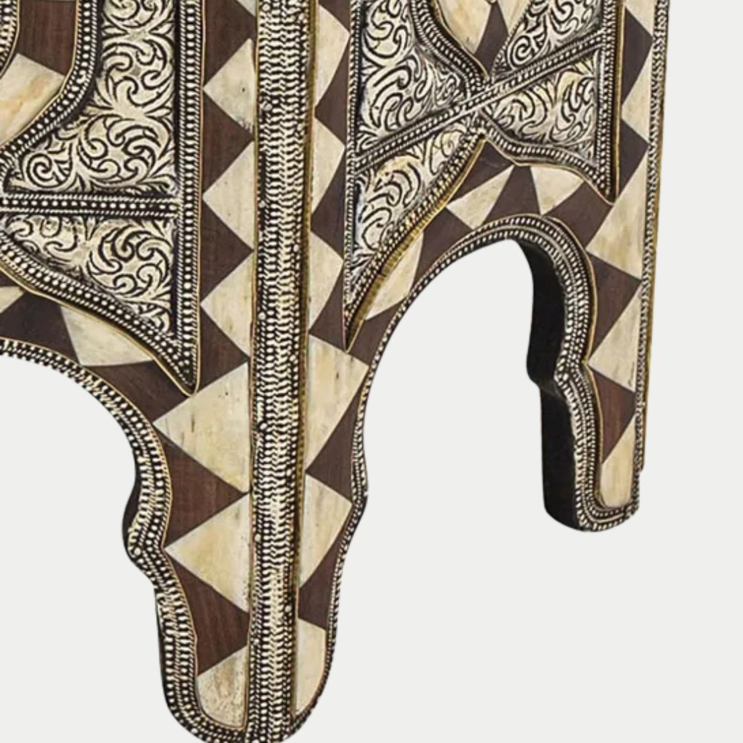 Moroccan Authentic Handmade Bone Inlay Table : GHAZAL