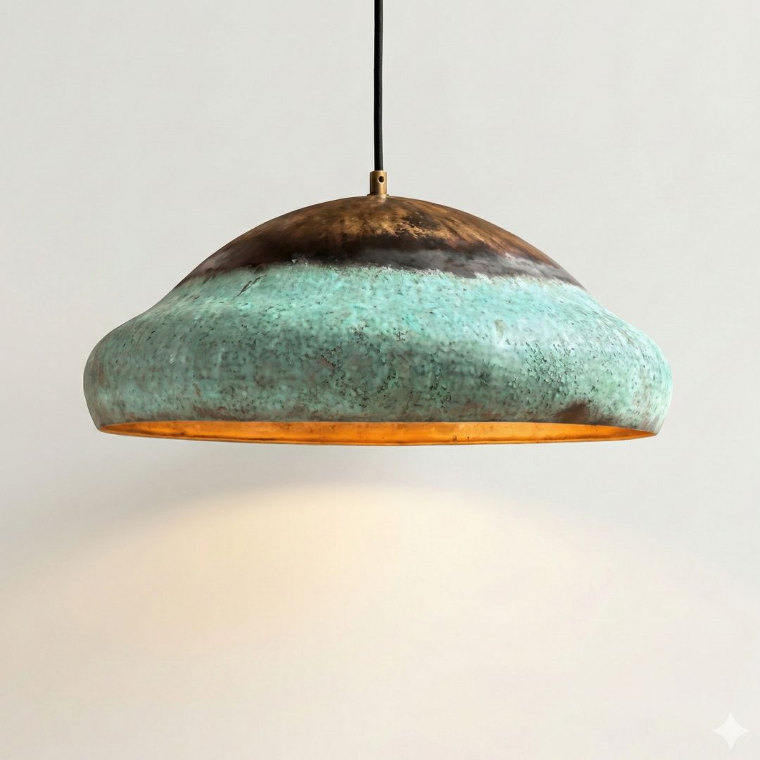 Tafukt : Green Patina Copper Pendant Lamp