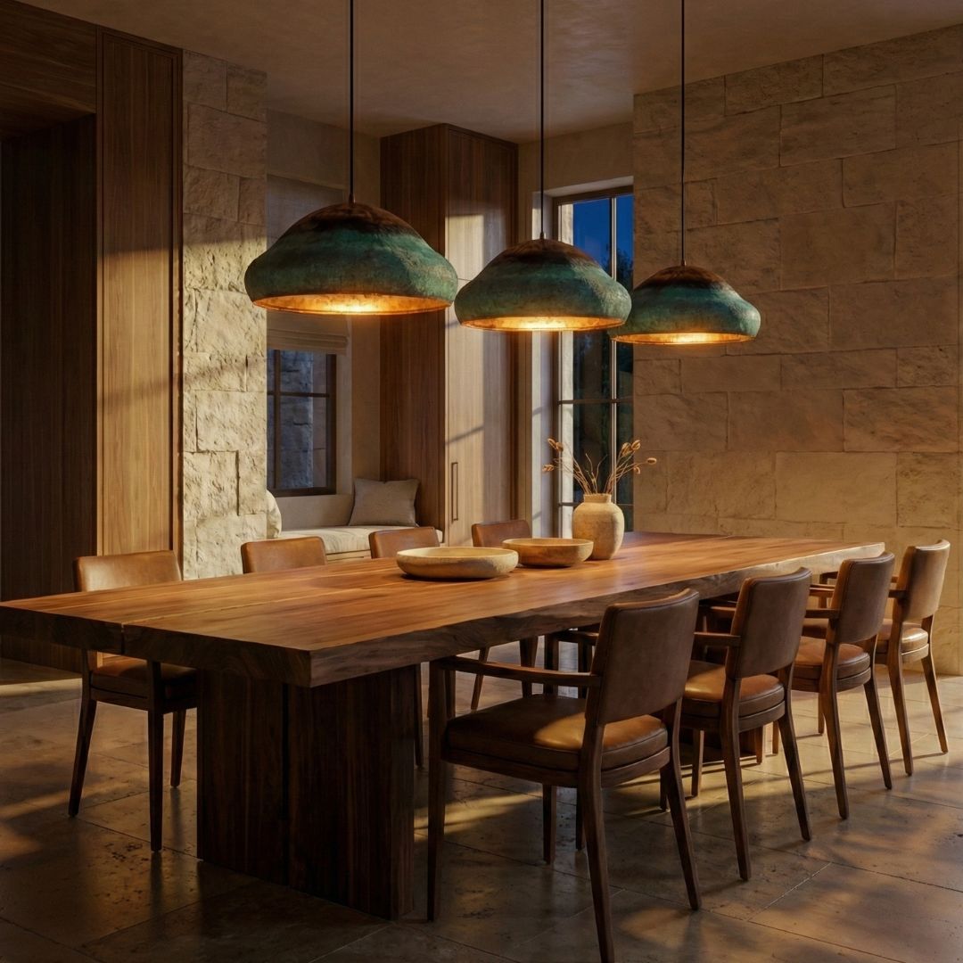 Tafukt : Green Patina Copper Pendant Lamp