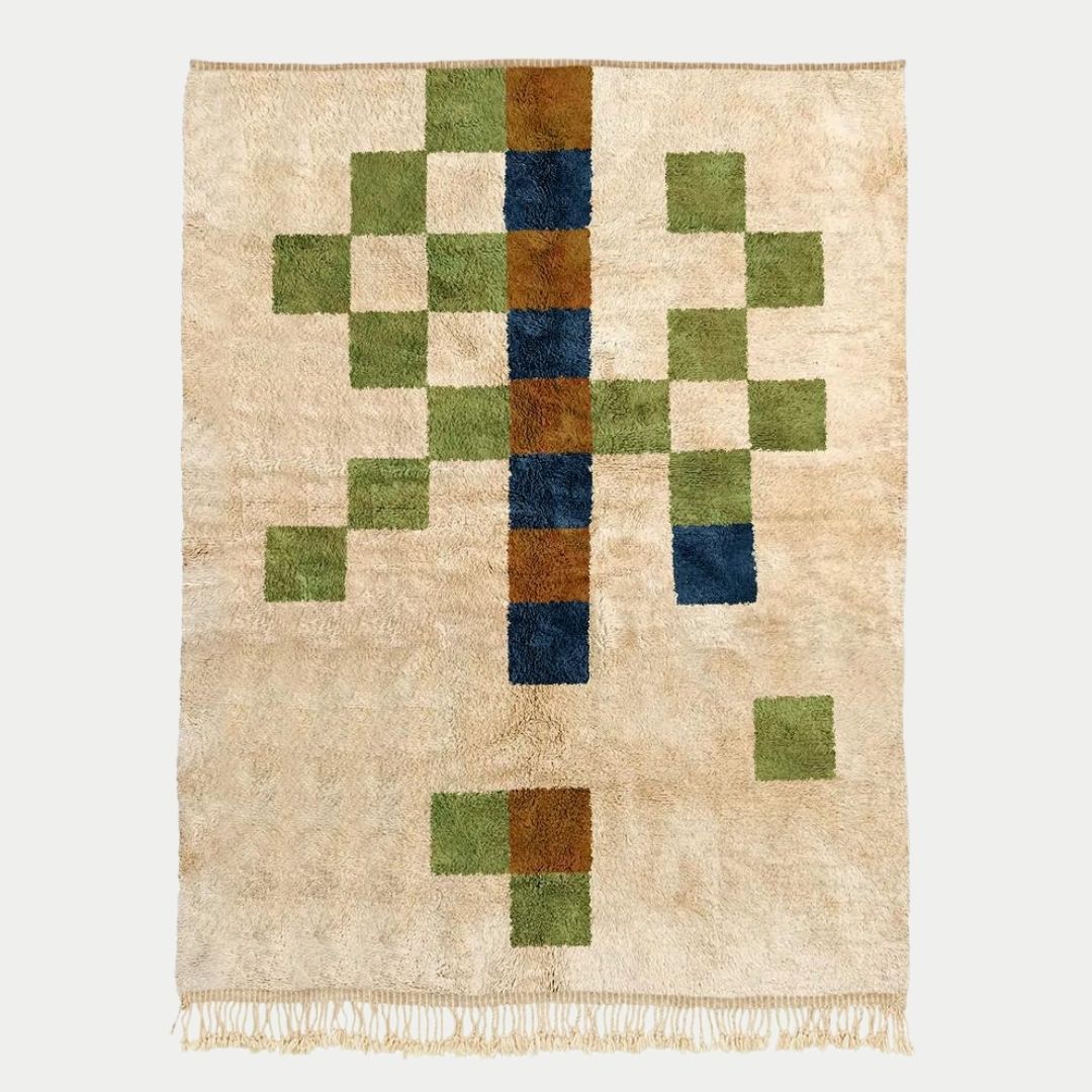 Talat - Handmade Moroccan Berber beni mrirt Rug - 6x9 ft | 180x270 cm - 100% Moroccan wool