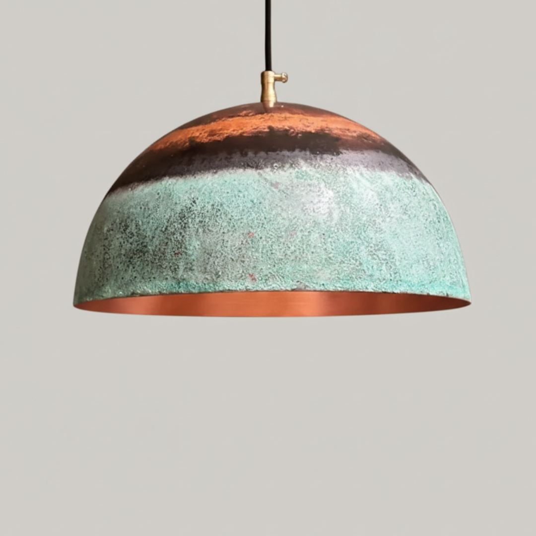 Tamaynut : Green Patina Dome Lamp