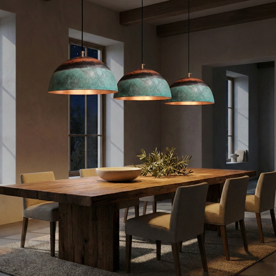 Tamaynut : Green Patina Dome Lamp