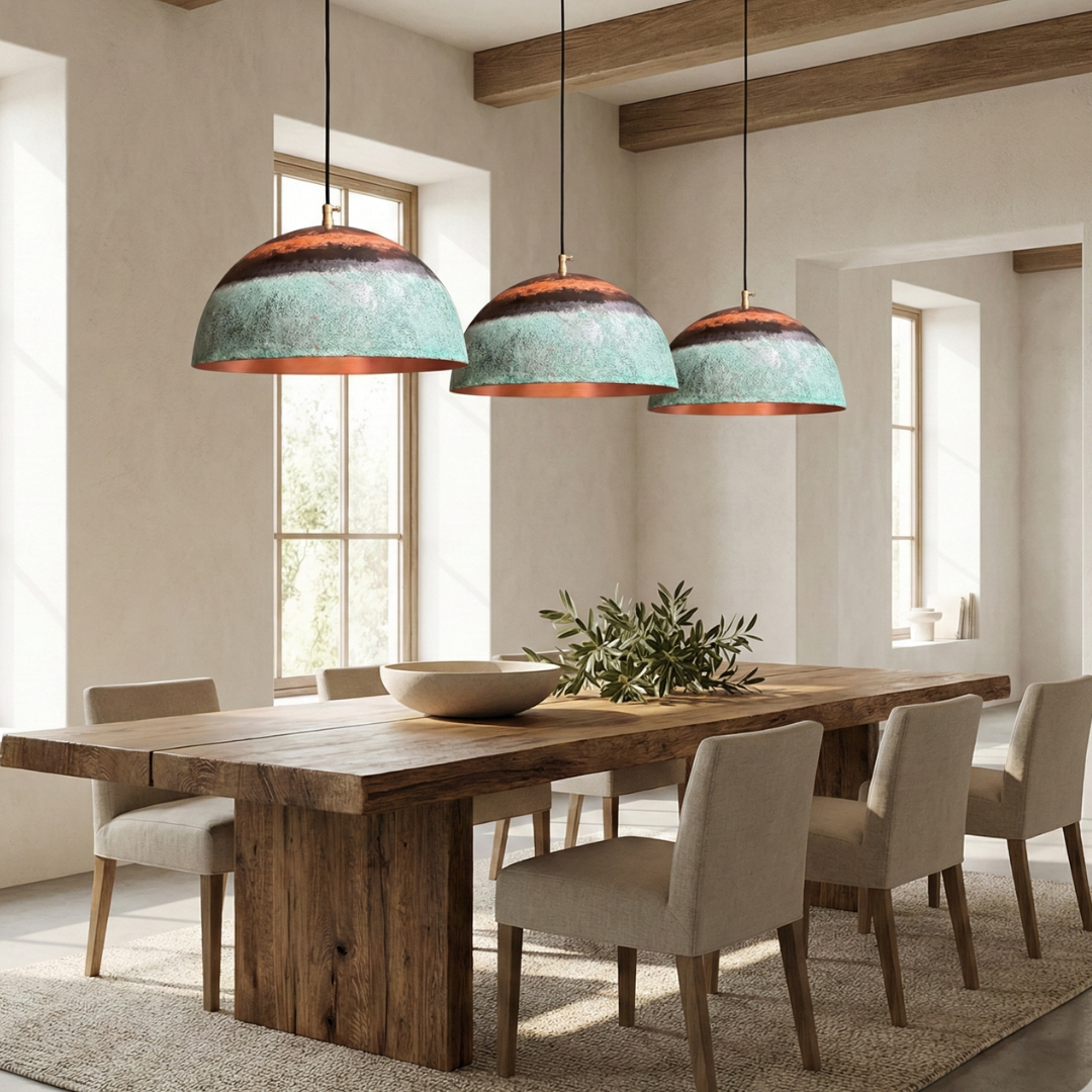 Tamaynut : Green Patina Dome Lamp