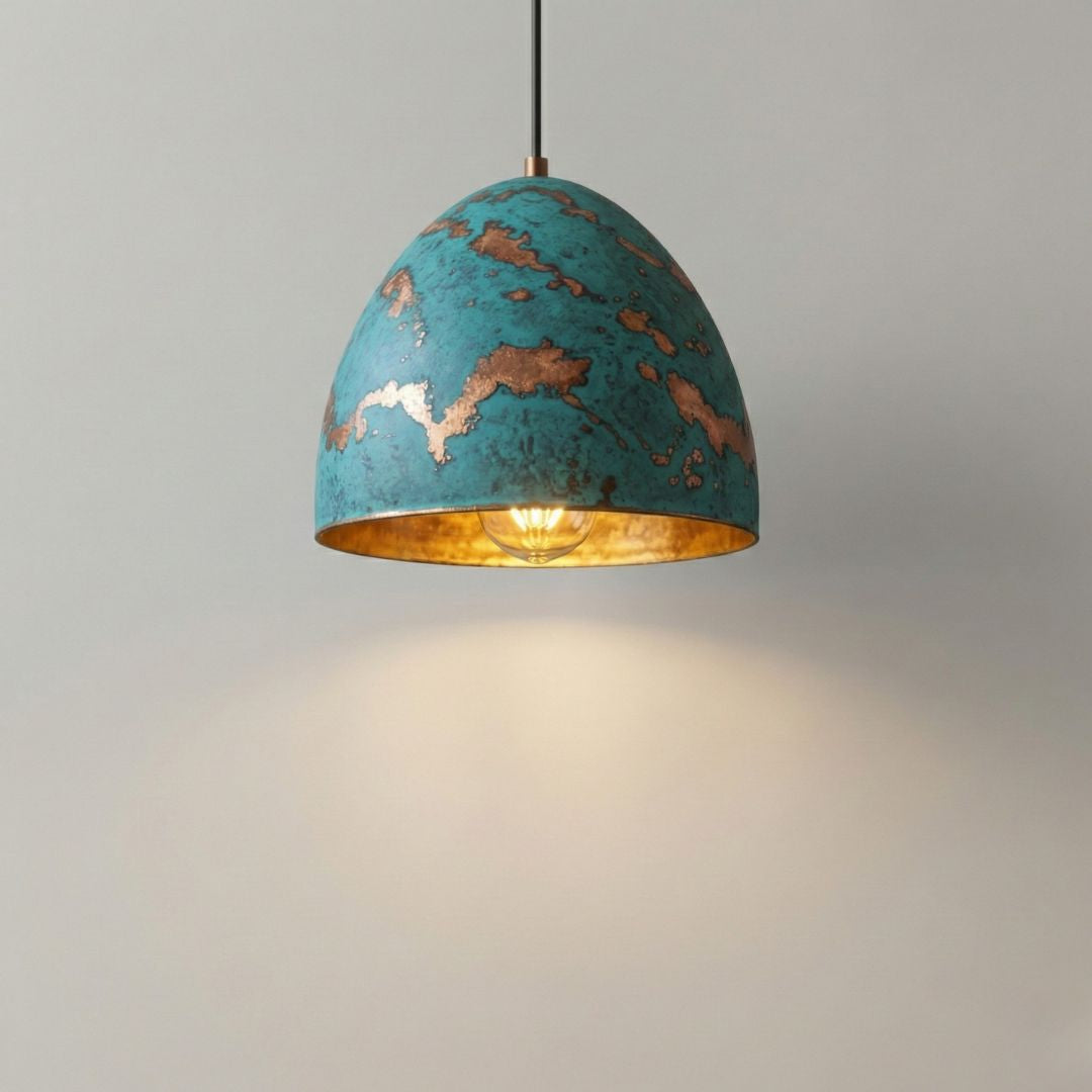 Tayri : Teal Copper Patina Pendant Light