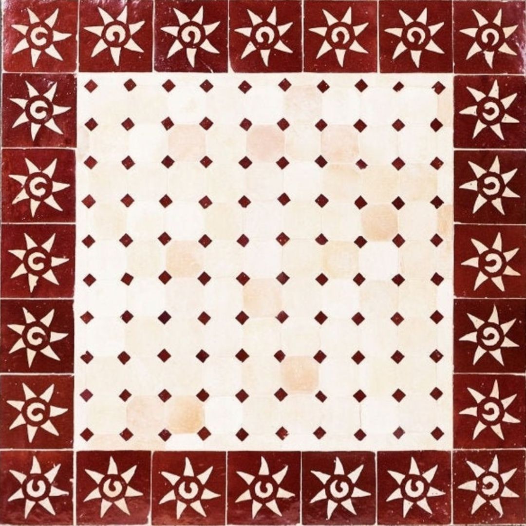 Tazrart - Handcrafted Moroccan Zellige Mosaic Tile Table – green Antique Outdoor Tiled Garden Table, Handmade Dining Table, or Coffee Table