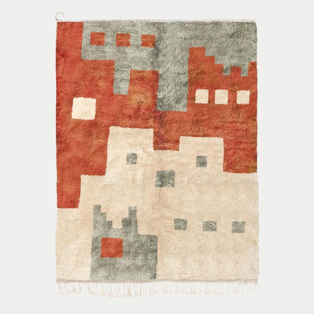 Tiwiza - Handmade Moroccan Berber beni mrirt Rug - 6x9 ft | 180x270 cm - 100% Moroccan wool