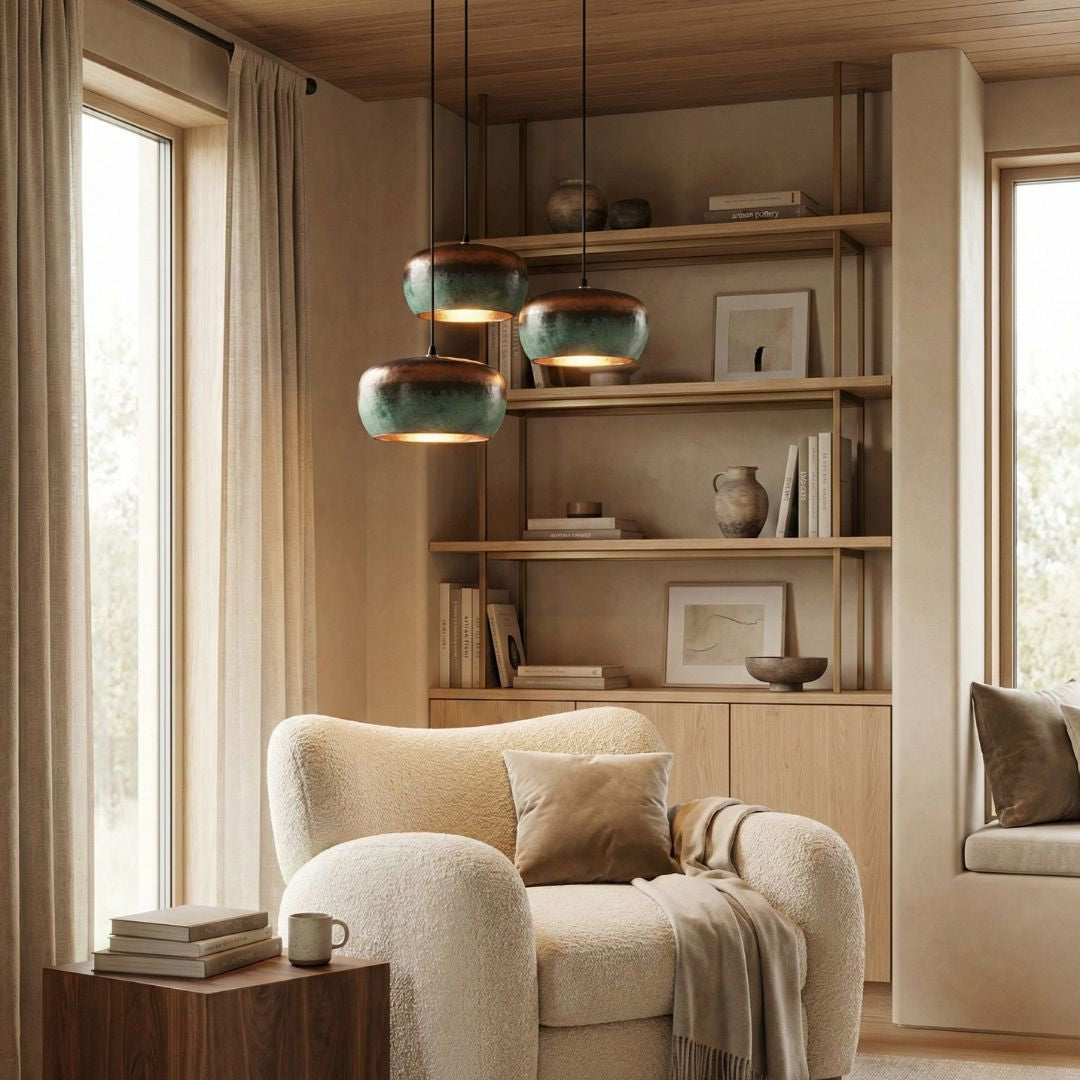Tumrt : Rounded Patina Copper pendant light
