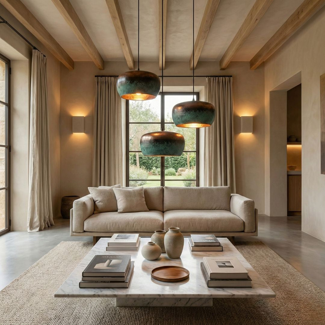 Tumrt : Rounded Patina Copper pendant light