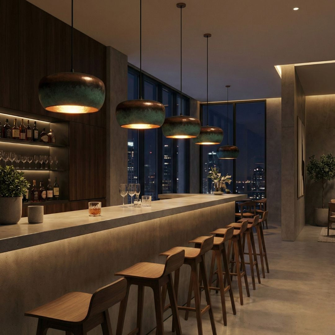 Tumrt : Rounded Patina Copper pendant light