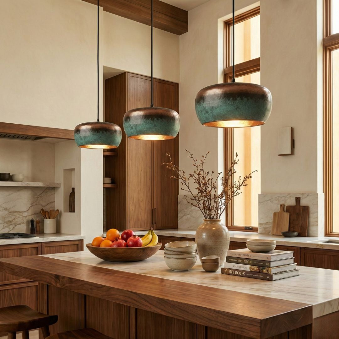 Tumrt : Rounded Patina Copper pendant light