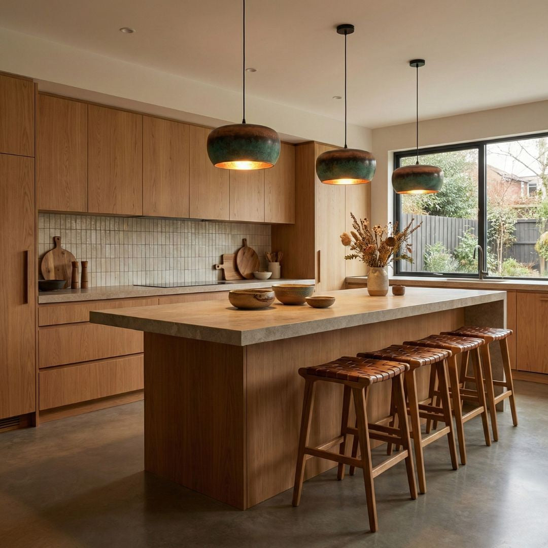 Tumrt : Rounded Patina Copper pendant light