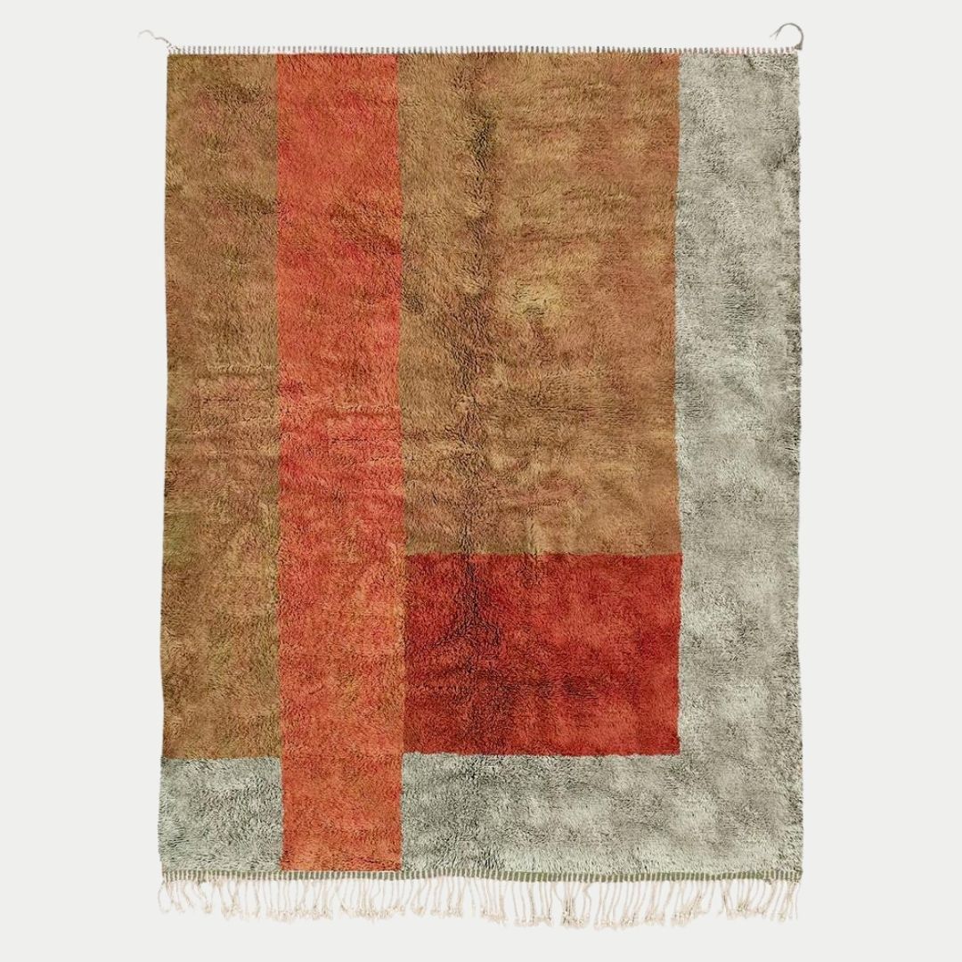 Zah - Handmade Moroccan Berber beni mrirt Rug - 6x9 ft | 180x270 cm - 100% Moroccan wool