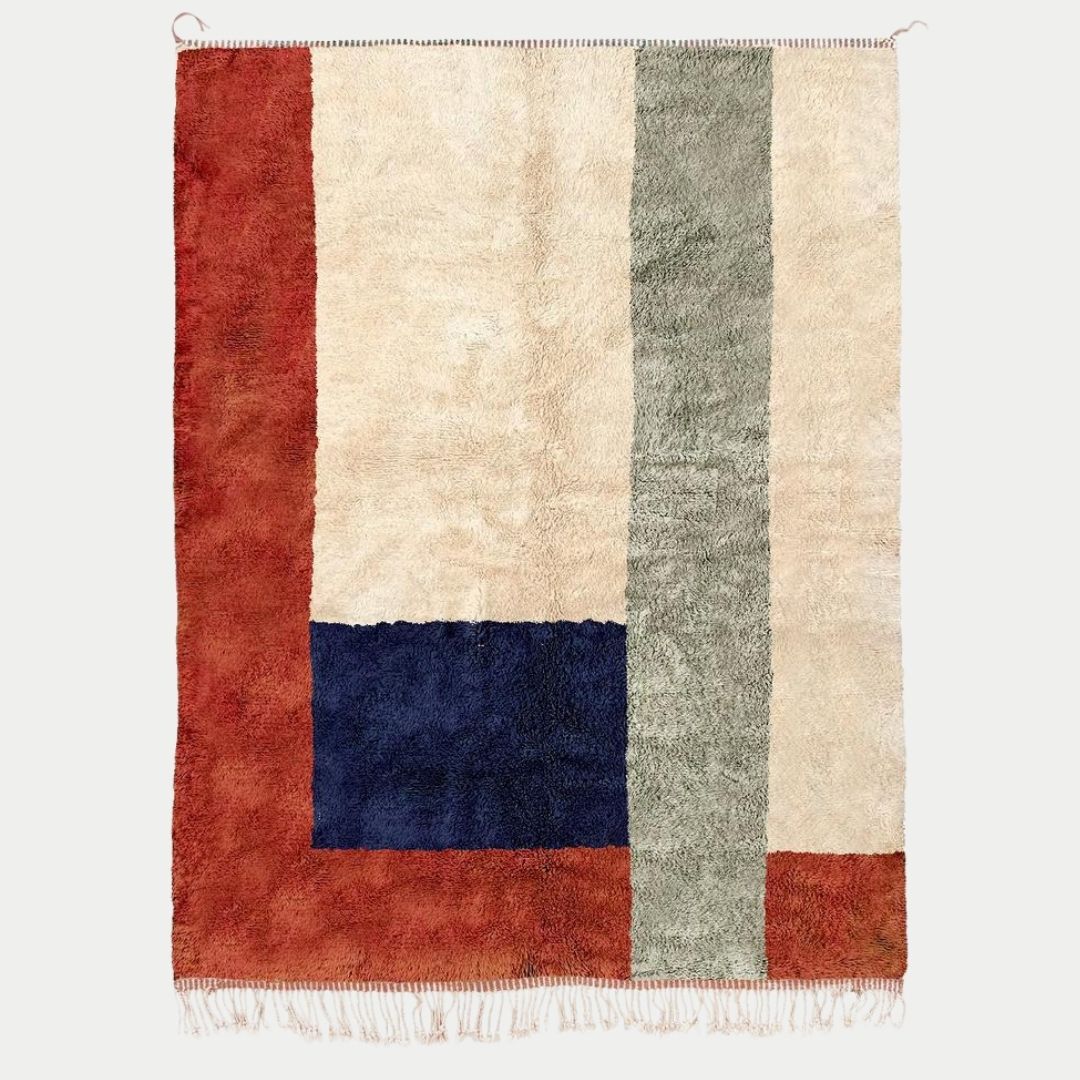 Zah - Handmade Moroccan Berber beni mrirt Rug - 6x9 ft | 180x270 cm - 100% Moroccan wool