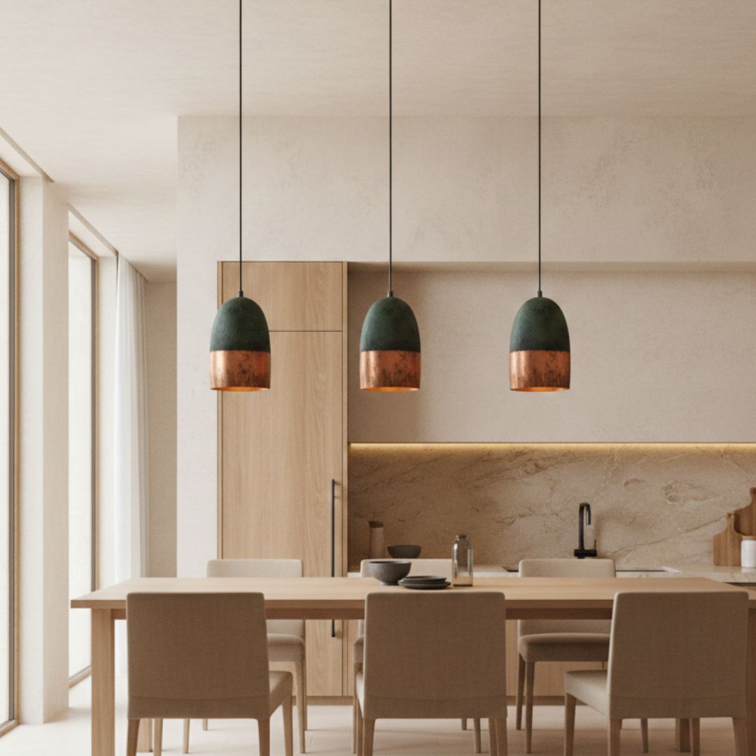 Ziri : Green Patina Copper Pendant Light
