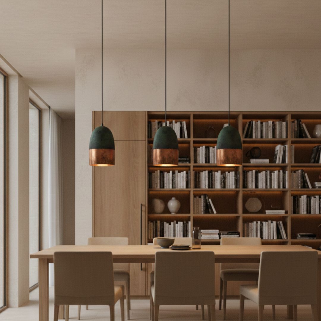 Ziri : Green Patina Copper Pendant Light