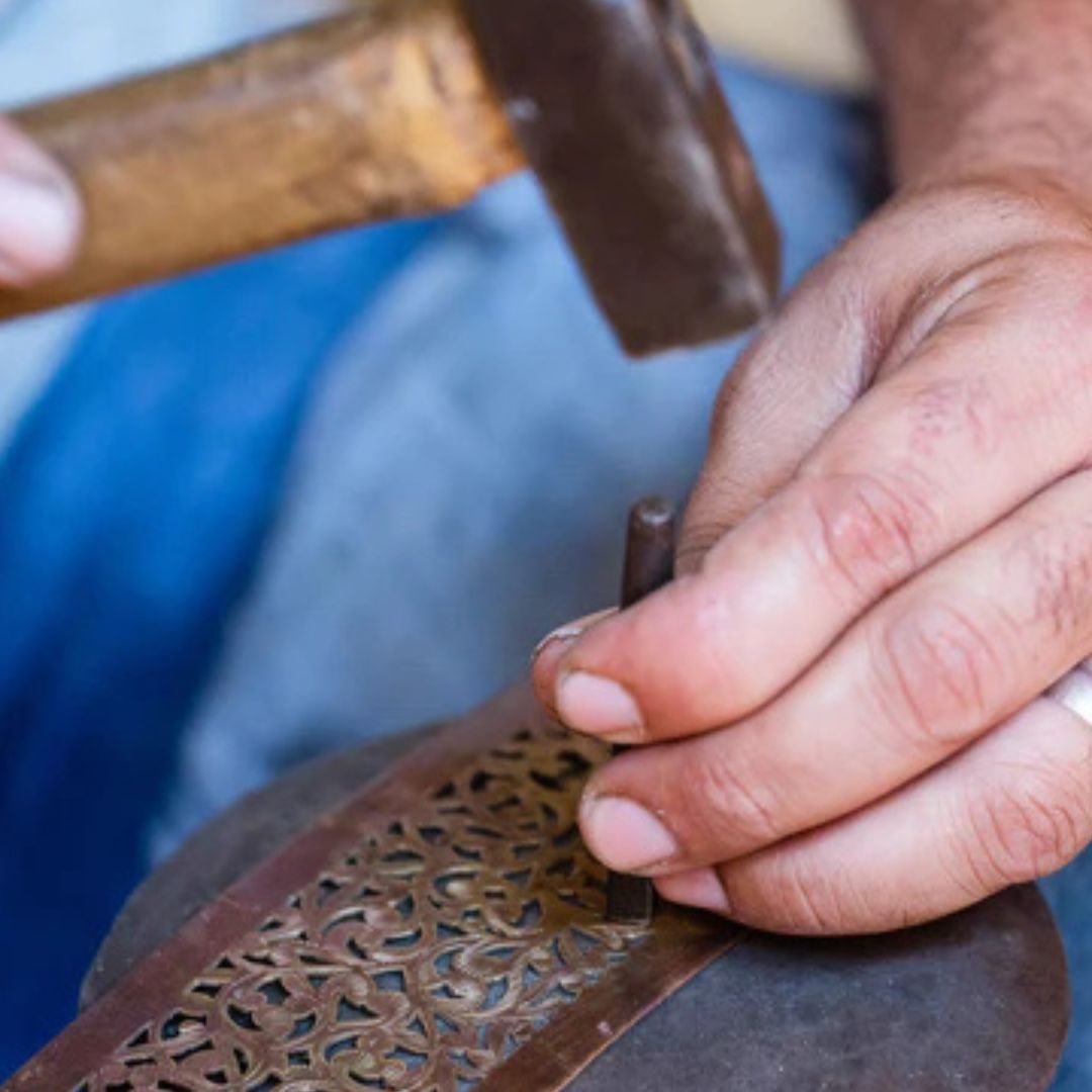 moroccan brass light process 1