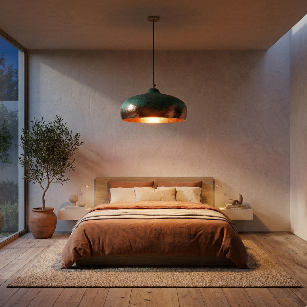 Hand-Hammered Copper Dome Pendant Light