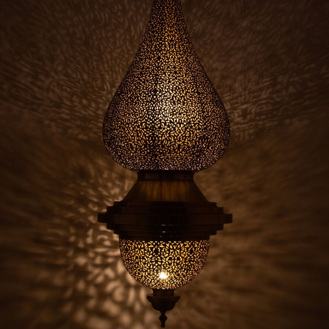 Nezha : Handcrafted Moroccan Teardrop Brass Pendant Light