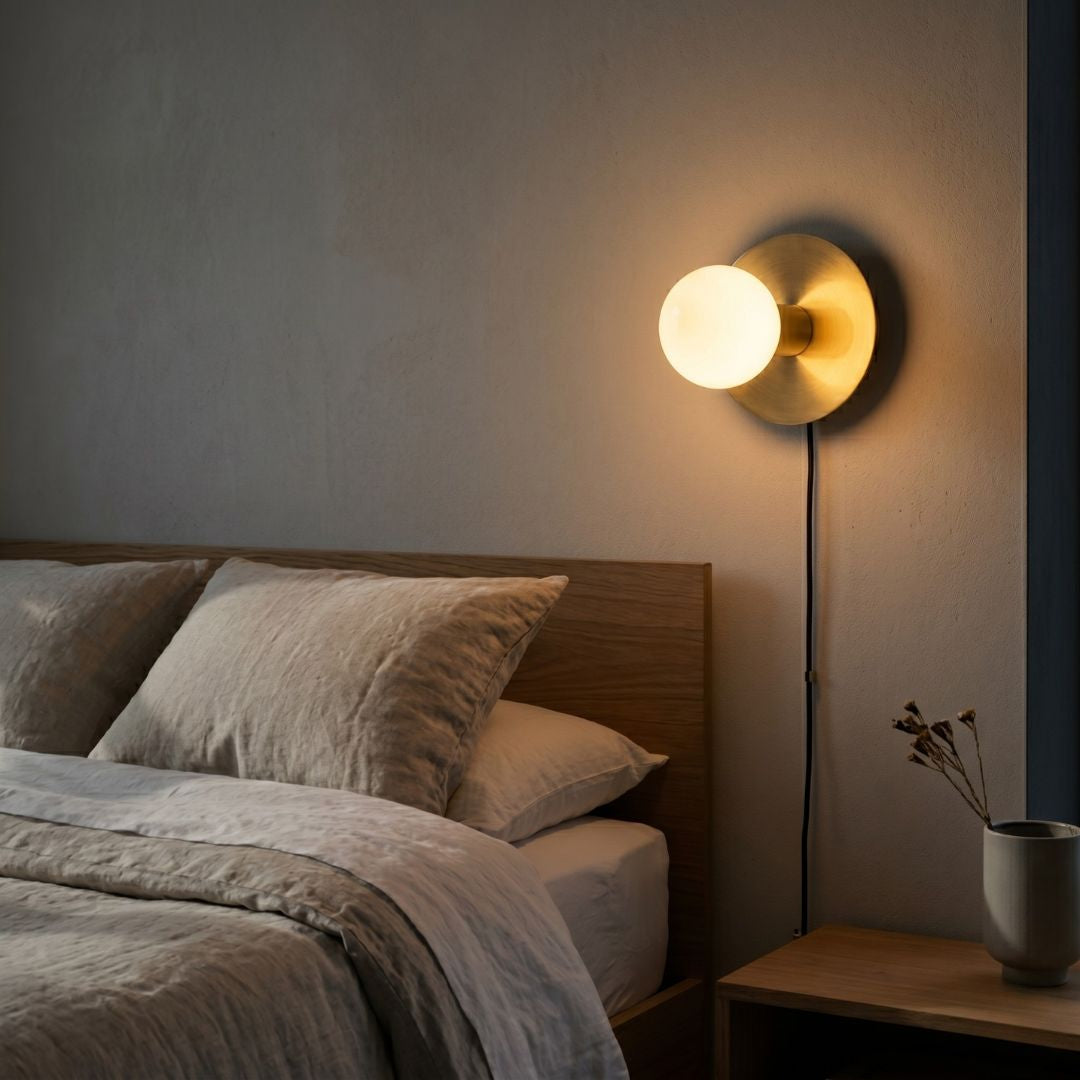 Hand-Burnished Brass Disk Sconce