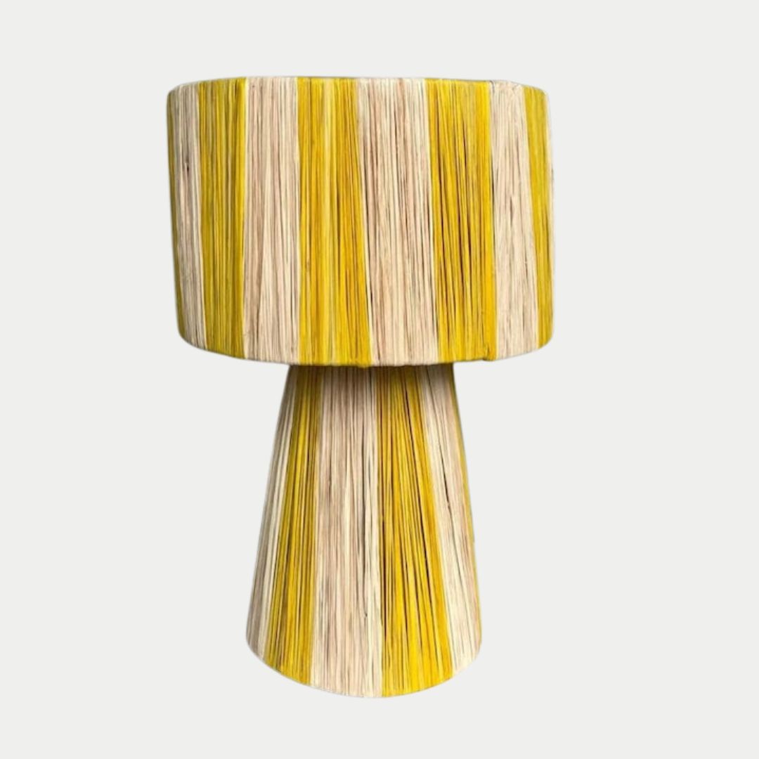 Hand-Woven Raffia Pedestal Table Lamp