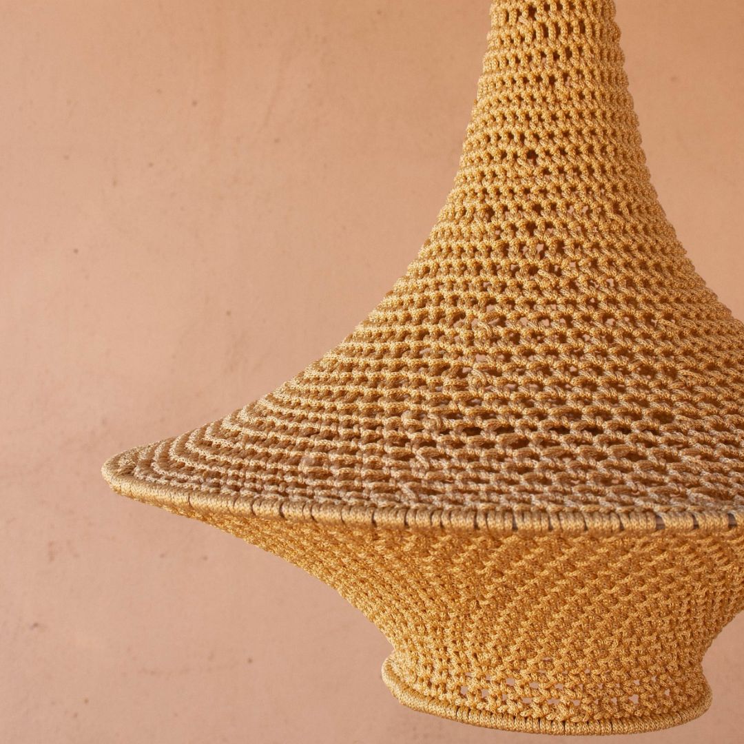 Hand-Crocheted Tiered Pendant Light