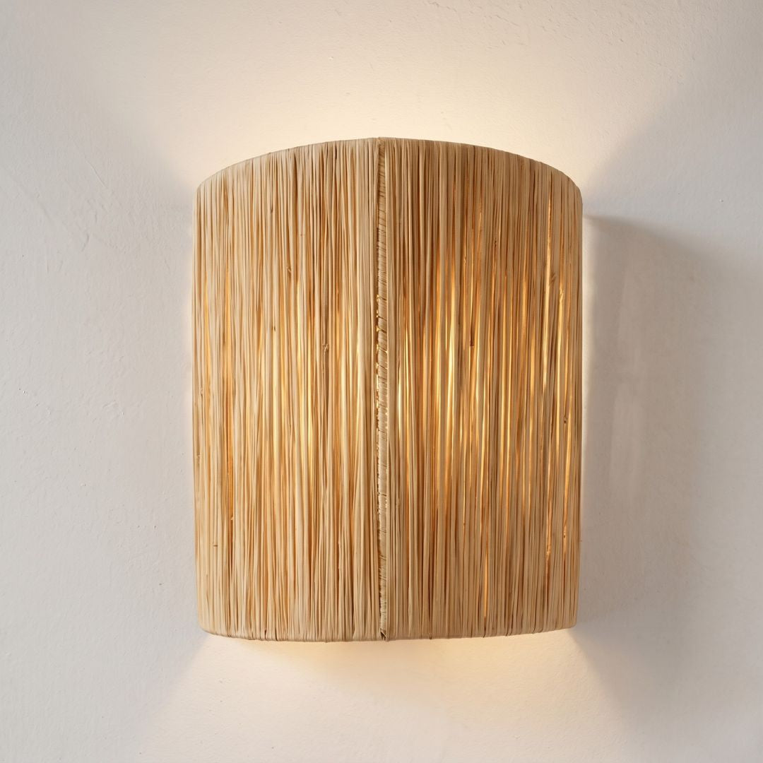 Hand-Woven Natural Fiber Wall Sconce