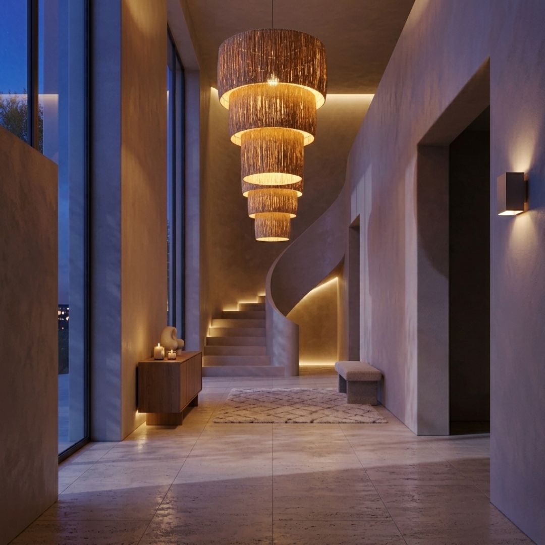 Nael Tiered Raffia Table Lamp