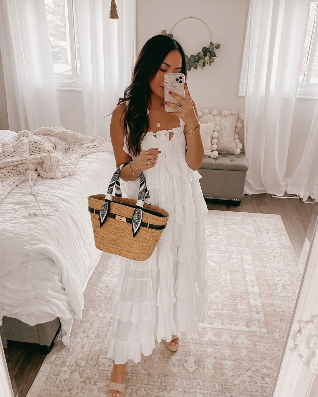 The Riviera Raffia Tote | Strap & Silk-Wrapped Handle