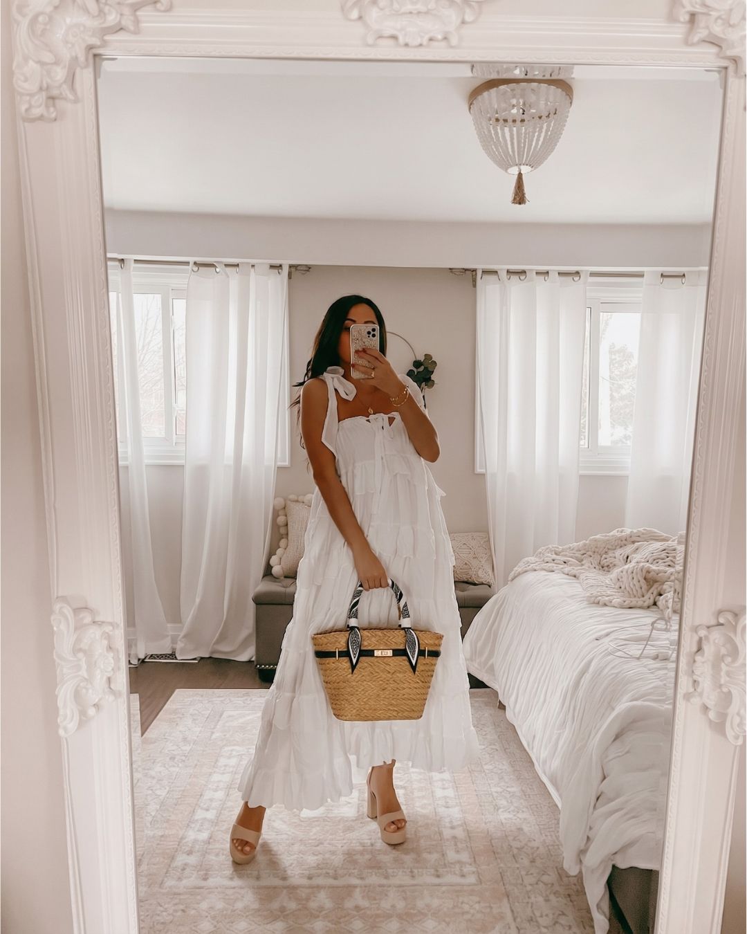 The Riviera Raffia Tote | Strap & Silk-Wrapped Handle