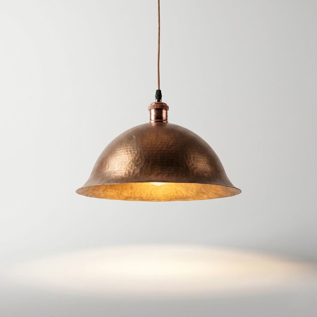 Artisan Hand-Hammered Copper Flared Dome Pendant Light