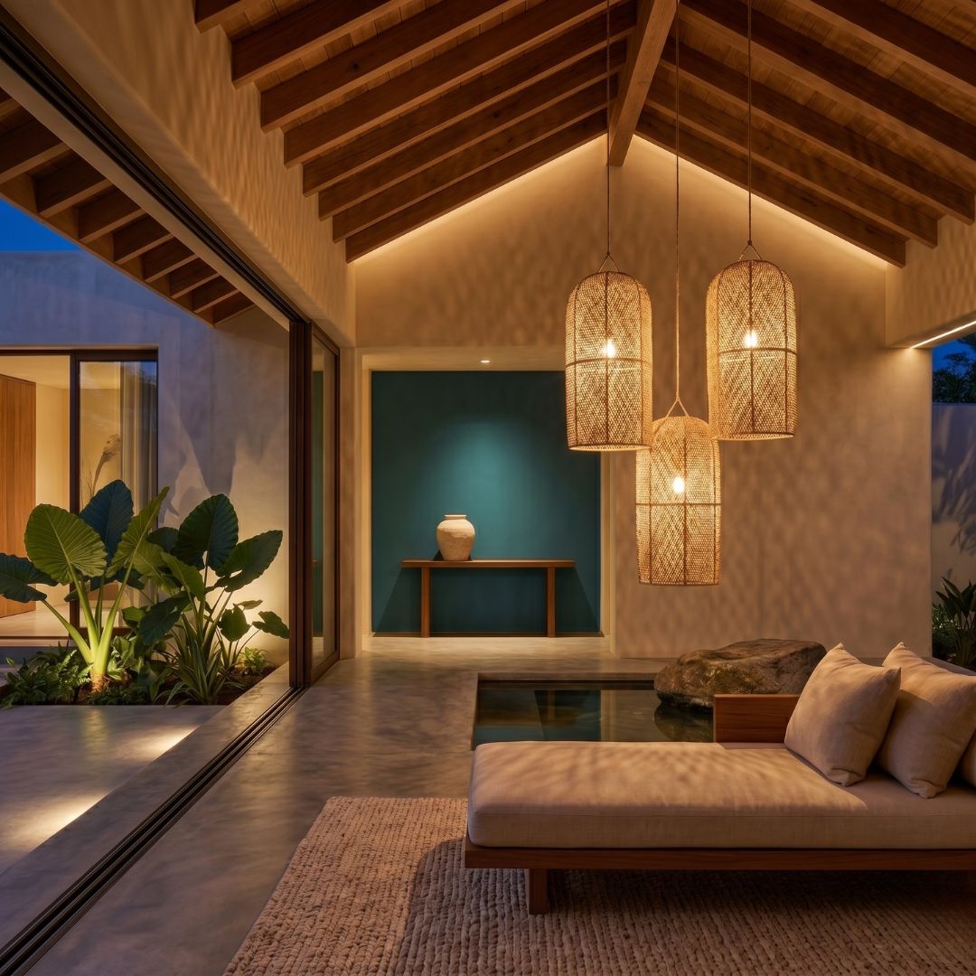 Artisanal Woven Raffia Capsule Pendant Light
