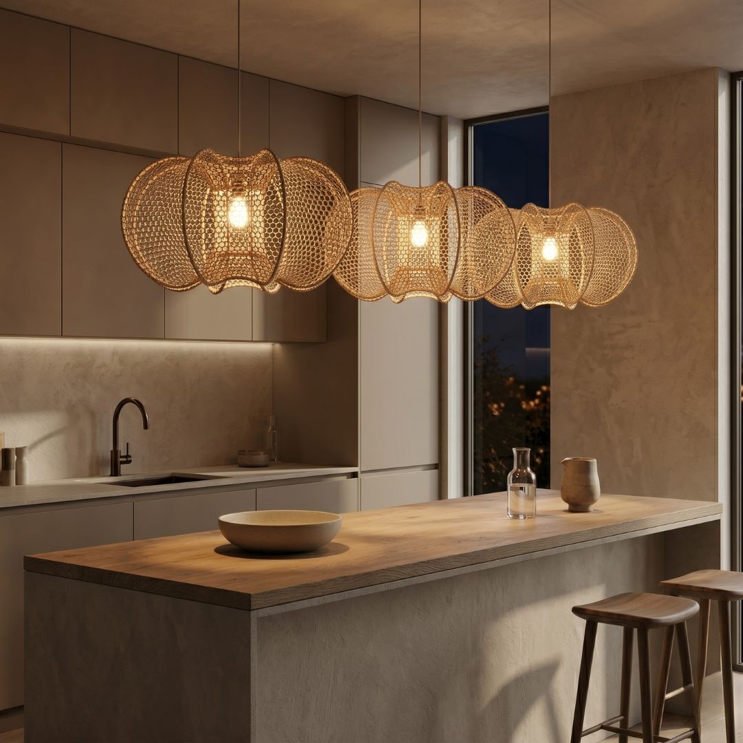 Hand-Woven Raffia Pendant Light