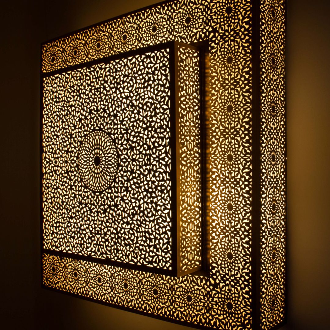 Hand-Etched Moroccan Brass Wall Art