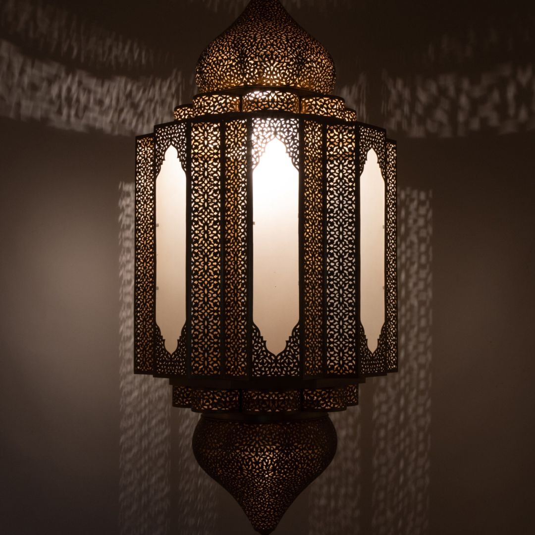 Joudia : Hand-Etched Brass Moroccan Lantern