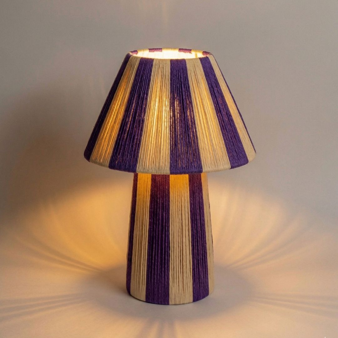 Hand-Woven Raffia Pedestal Table Lamp