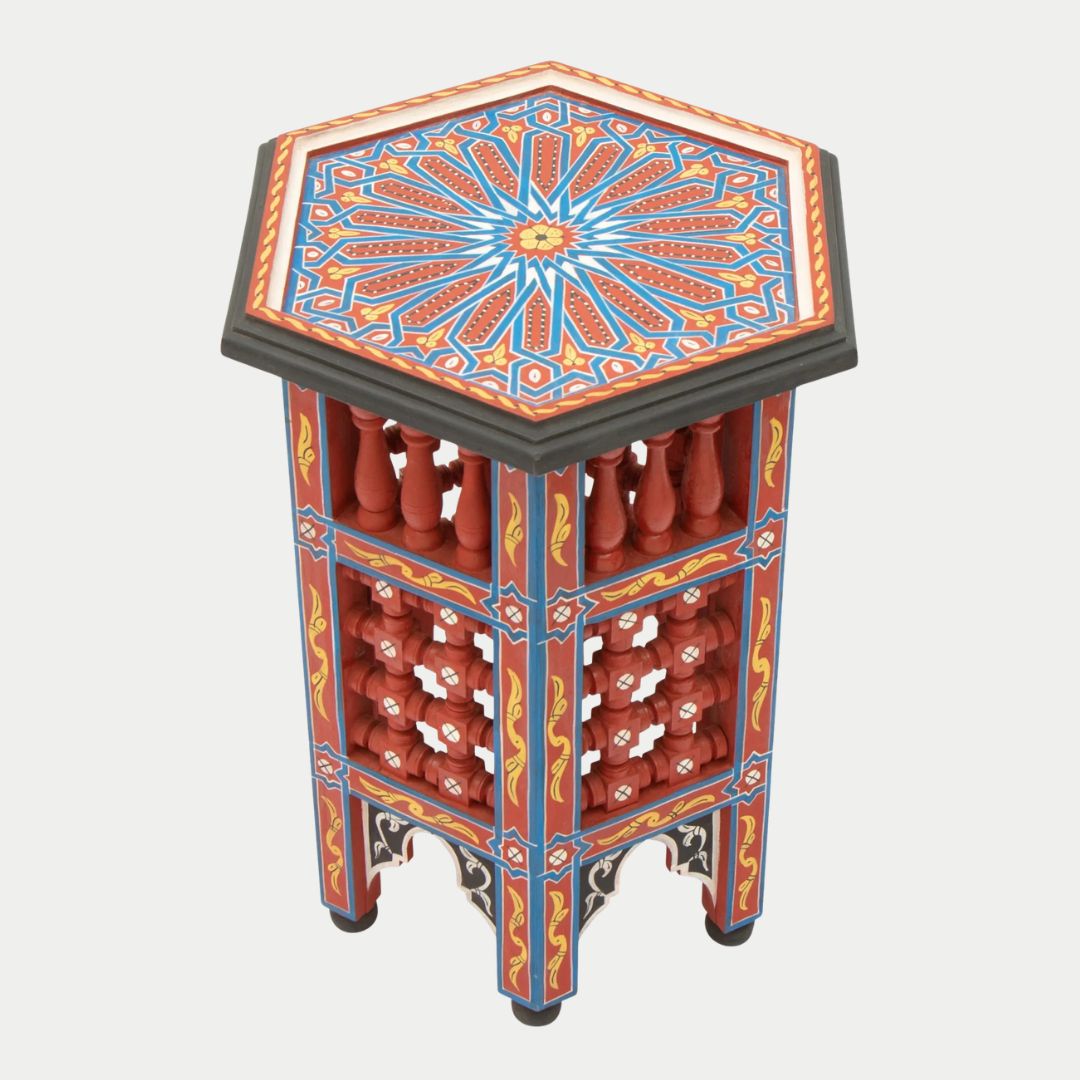 طاولة جانبية مغربية مصنوعة يدويًا من عرق اللؤلؤ: زمان