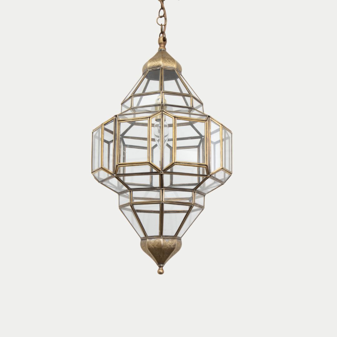 Nadine : Handcrafted Moroccan Geometric Glass Lantern