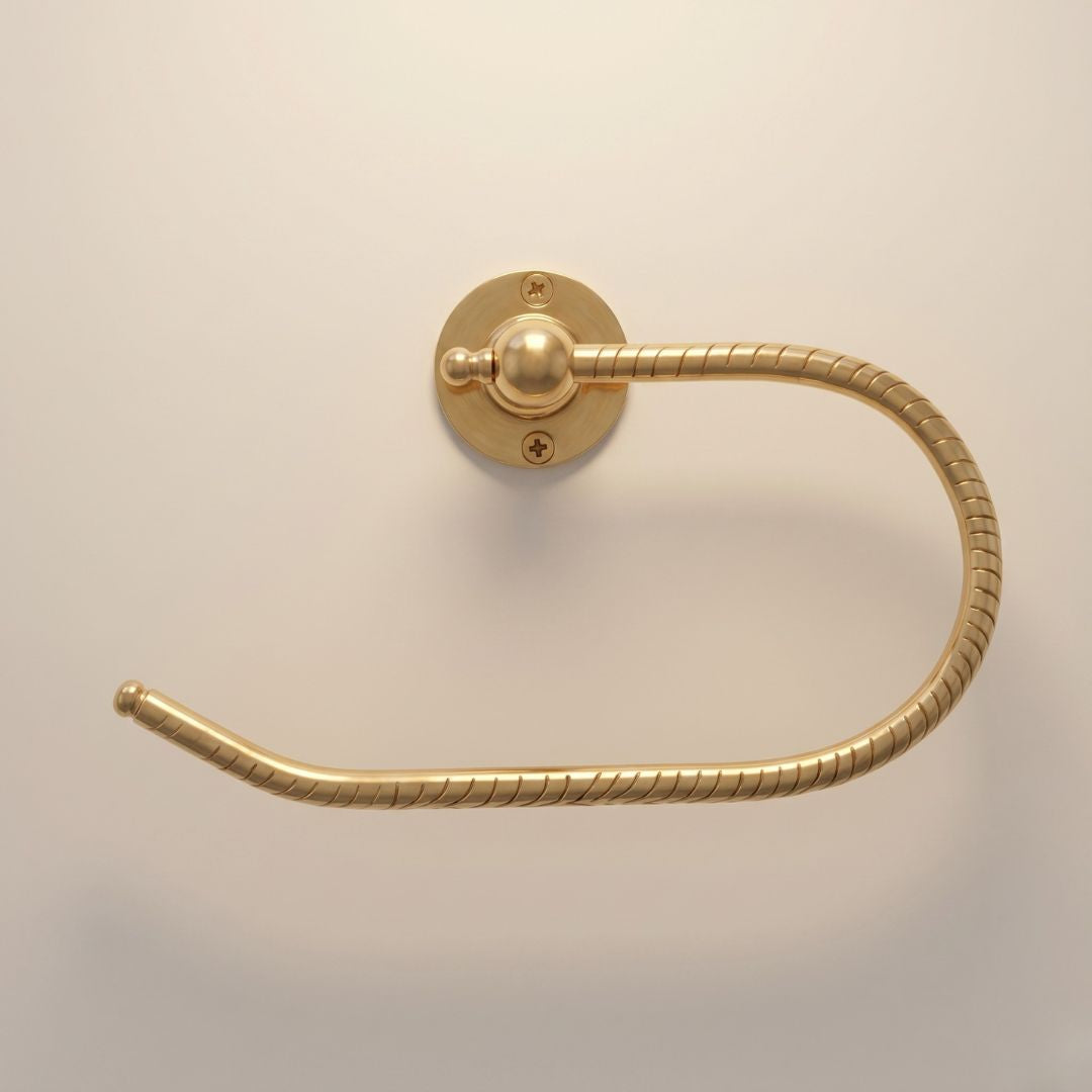 Handcrafted Ribbed Brass Towel Ring